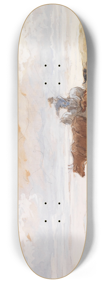 Edmond Jean-Baptiste Tschaggeny - Shepherd scene 8.25 inch art skate deck