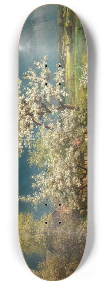 Eduard Leonhardi - A Brewing Storm in Spring 8.25 inch art skate deck