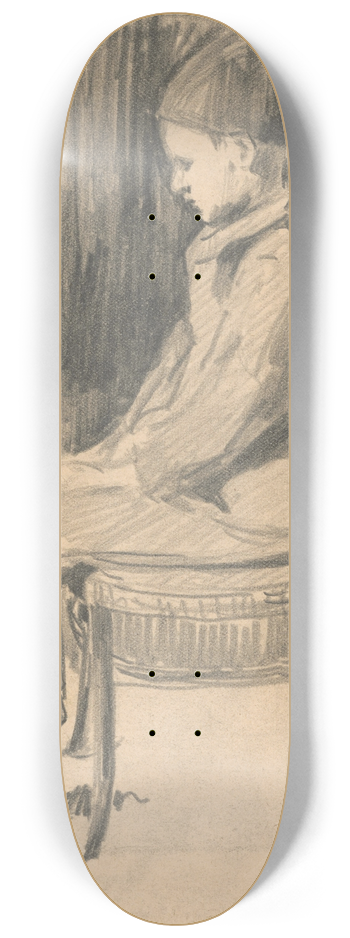 Eduard Putra - Study of a Boy Seated on a Chair 8.25 inch art skate deck