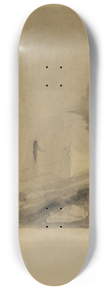 Edvard Munch - A Boat Tied to a Pier 8.25 inch art skate deck