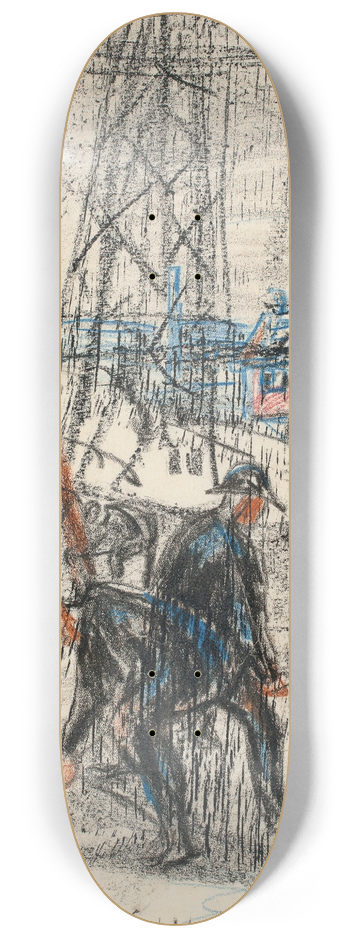 Edvard Munch - Arbeidere i gate 8.25 inch art skate deck