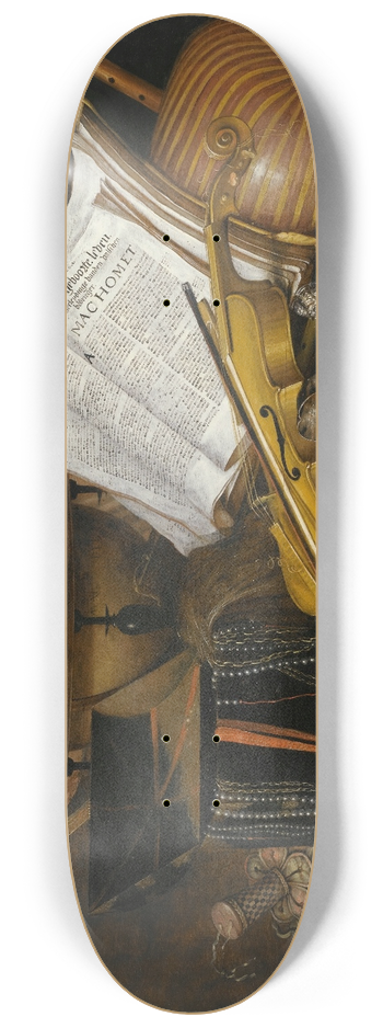 Edwaert Collier - A Vanitas Still Life With Books And Leaflets 8.25 inch art skate deck