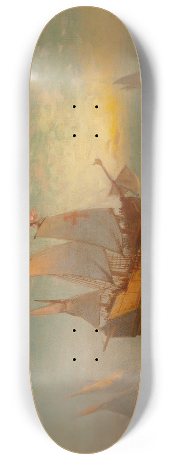 Edward Moran - Galleon at Sunset 8.25 inch art skate deck
