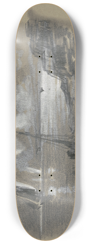 Edward Moran - Seacoast by Moonlight (recto) 8.25 inch art skate deck