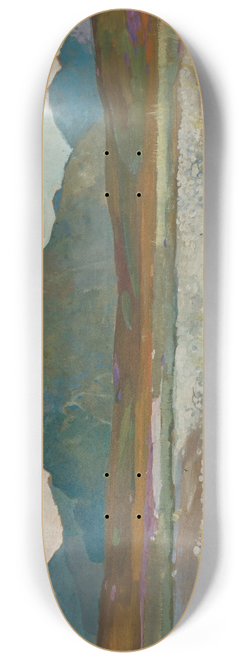 Edward Reginald Frampton - Mountainous lake landscape 8.25 inch art skate deck