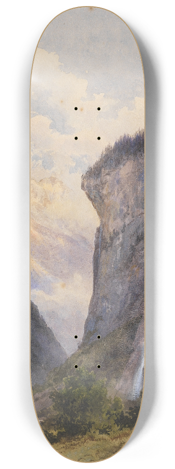Edward Theodore Compton - Der Staubbachfall in Lauterbrunnen (Schweiz) 8.25 inch art skate deck