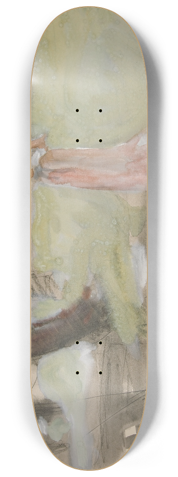 Edwin Austin Abbey - Woman standing by a riverbank 8.25 inch art skate deck