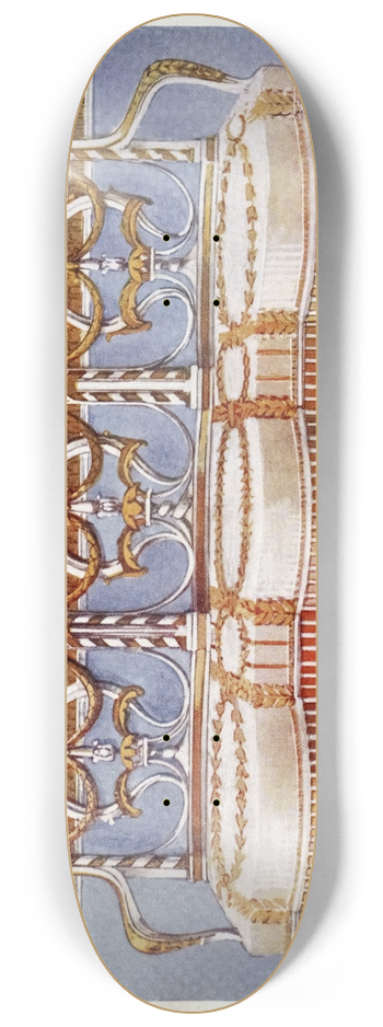 Edwin Foley - White gilt and painted settee 8.25 inch art skate deck