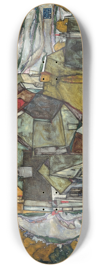 Egon Schiele - Crescent of Houses II 8.25 inch art skate deck