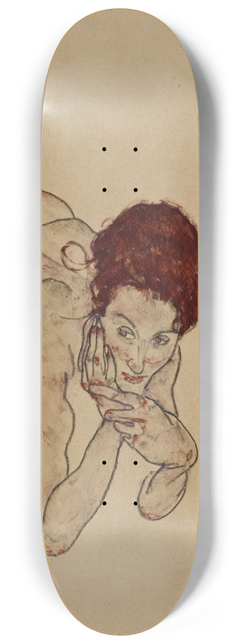 Egon Schiele - Kauernder weiblicher Akt (Crouching Female Nude) 8.25 inch art skate deck