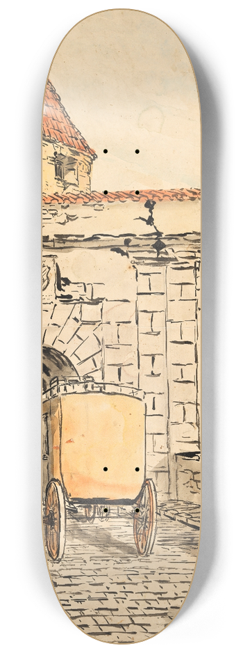 Egon Schiele - Stadttor mit Kutsche (Schlerarbeit) 8.25 inch art skate deck