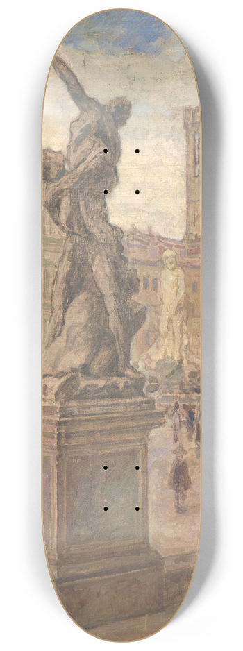 Elemr Halsz-Hradil - Square in Italy  Florence 8.25 inch art skate deck