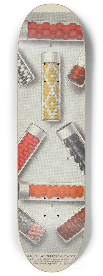 Eli Lilly & Company - Display samples only, Lilly Pills 8.25 inch art skate deck