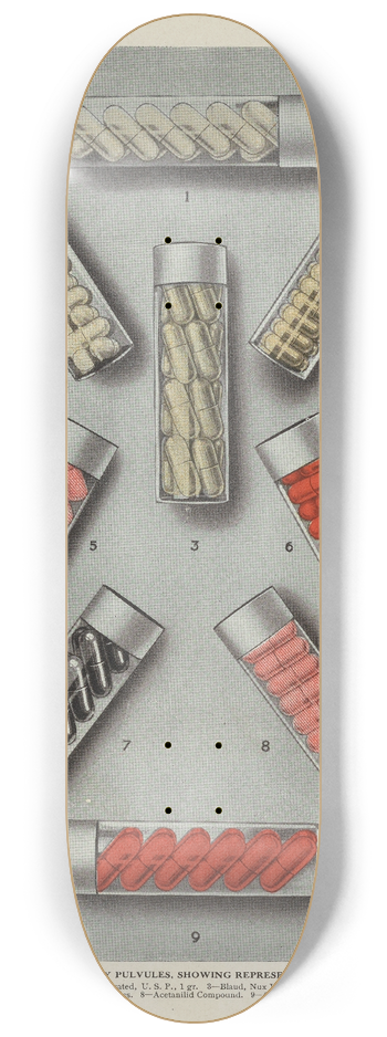 Eli Lilly & Company - Display samples only, Lilly Pulvules 8.25 inch art skate deck