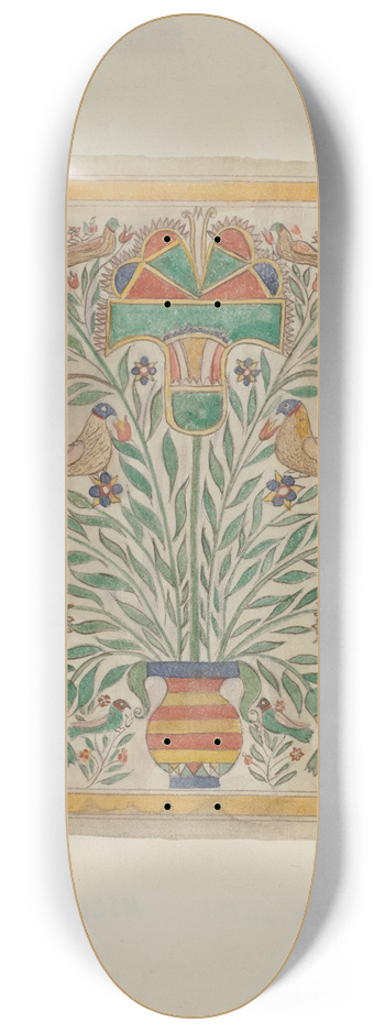 Elmer R. Kottcamp - Pa. German Fractur 8.25 inch art skate deck