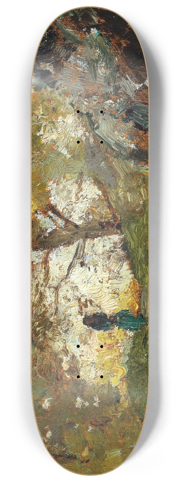 Emil Jakob Schindler - Woodland Path with decorative figures 8.25 inch art skate deck