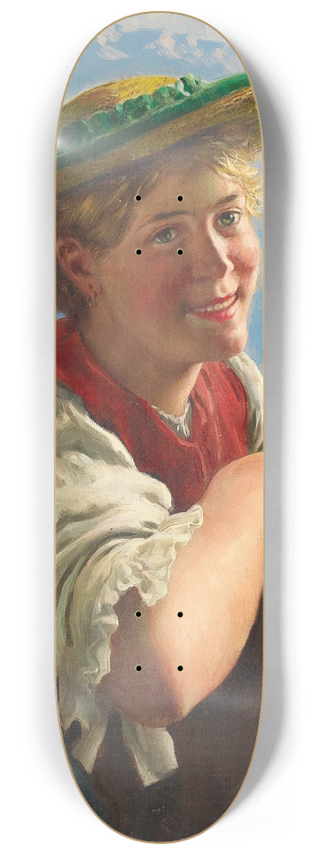 Emil Rau - Young Lass Smiling 8.25 inch art skate deck