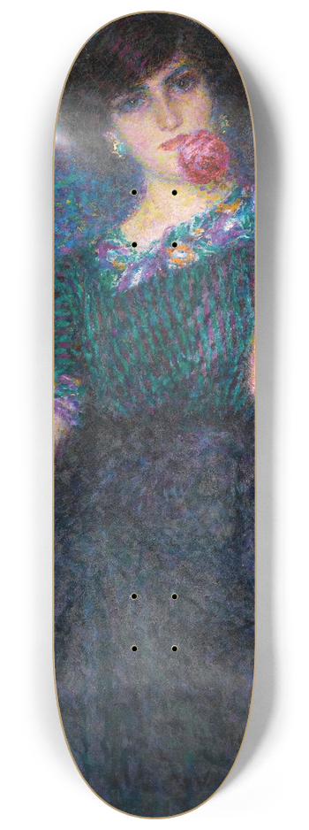 Enrico della Leonessa - Italian lady with a rose 8.25 inch art skate deck