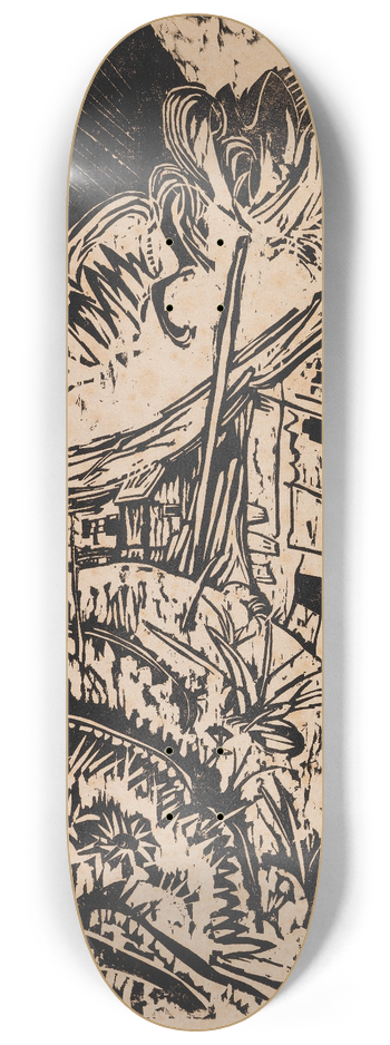 Ernst Ludwig Kirchner - Berghaus mit Gewitterwolke (Alphtte bei Gewitter) 8.25 inch art skate deck