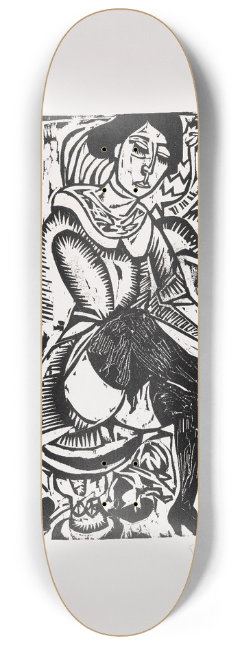 Ernst Ludwig Kirchner - Frau Schuh zuknpfend 8.25 inch art skate deck