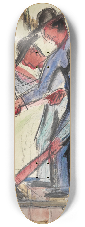 Ernst Ludwig Kirchner - Gleisarbeiter (Straenarbeiter) 8.25 inch art skate deck