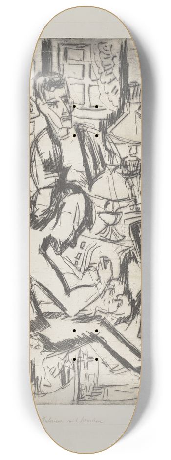 Ernst Ludwig Kirchner - Interieur mit Menschen 8.25 inch art skate deck