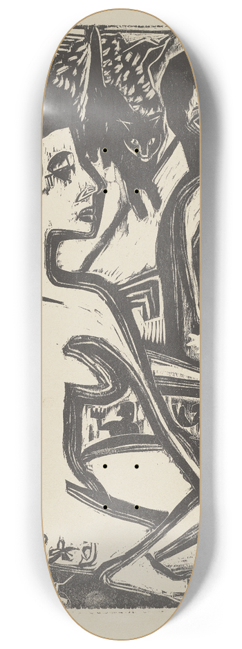 Ernst Ludwig Kirchner - Zwei nackte Frauen im Wald mit Katze 8.25 inch art skate deck