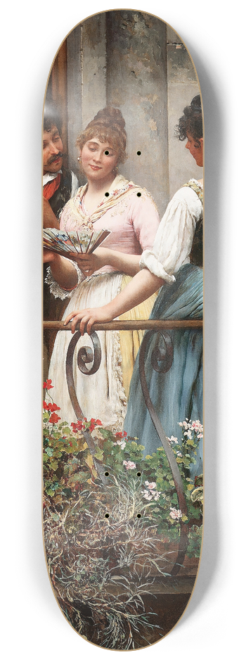 Eugen von Blaas - A Favourite Fan 8.25 inch art skate deck