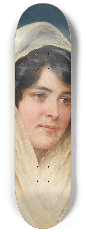 Eugen von Blaas - Bildnis einer jungen Dame mit Schleier 8.25 inch art skate deck