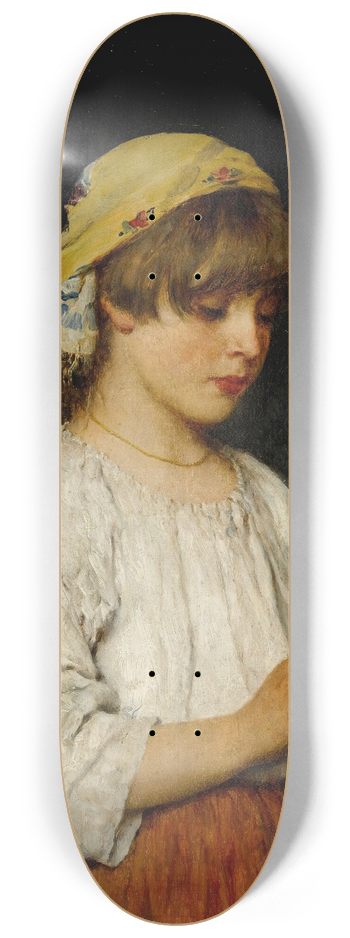 Eugen von Blaas - Knitting Girl With Headscarf 8.25 inch art skate deck