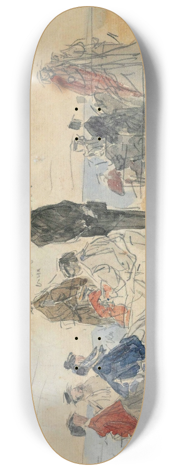 Eugne Boudin - Scne de plage 8.25 inch art skate deck