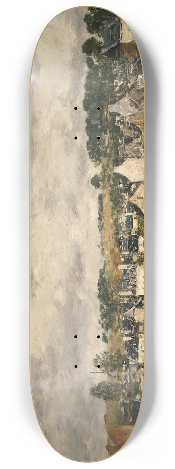 Eugne Boudin - Village by a River 8.25 inch art skate deck