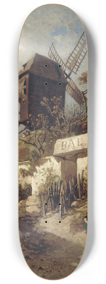 Eugne Ciceri - Le Moulin de la Galette  Montmartre 8.25 inch art skate deck