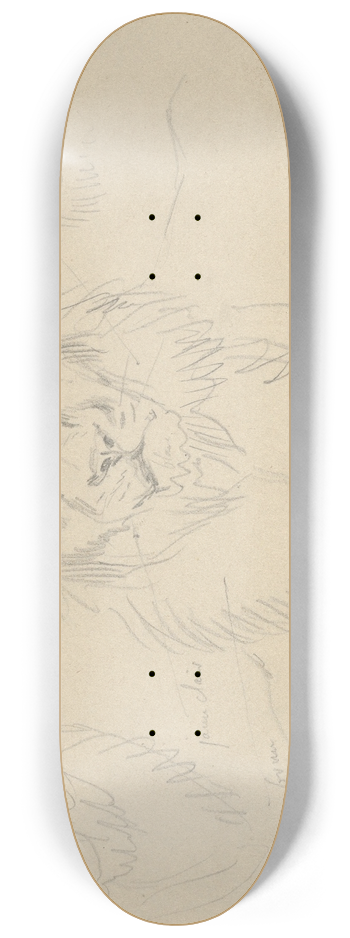 Eugne Delacroix - A Lion, Full Face 8.25 inch art skate deck