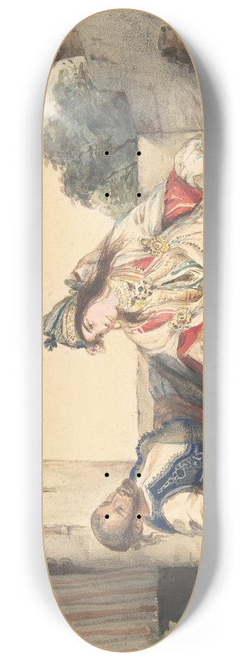 Eugne Delacroix - A Moroccan Couple on Their Terrace 8.25 inch art skate deck