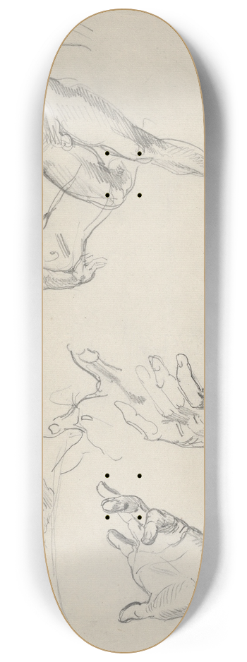 Eugne Delacroix - Studies of Hands and Figures for the Salon du Roi, Palais Bourbon 8.25 inch art skate deck