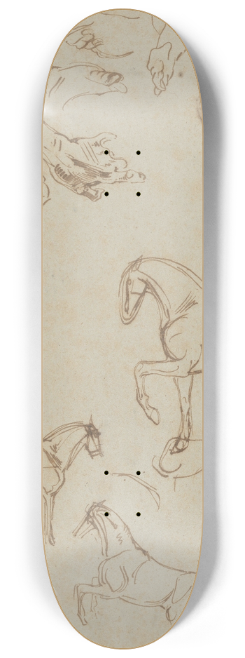 Eugne Delacroix - Studies of Horses, Hands, and Feet 8.25 inch art skate deck