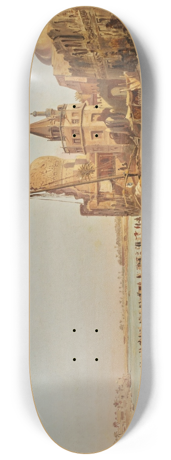 Eugne Flandin - The Old Boat Bridge, Baghdad 8.25 inch art skate deck