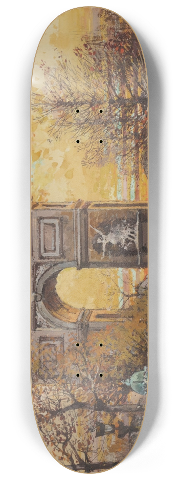 Eugne Galien-Laloue - Arc de Triomphe in the Fall 8.25 inch art skate deck