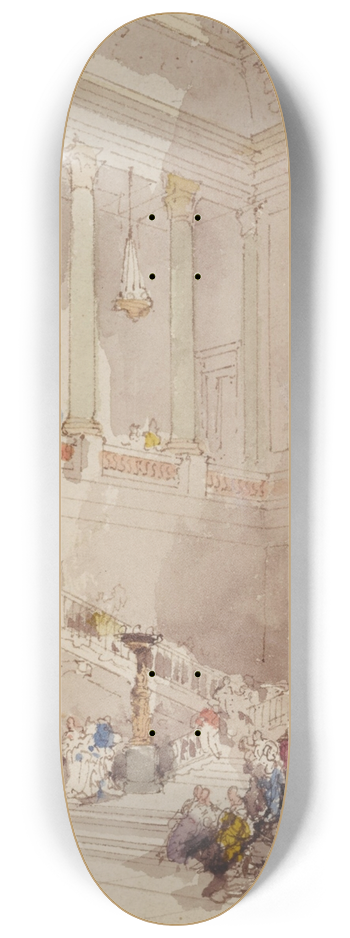 Eugne Lami - Figures on the staircase of a palace 8.25 inch art skate deck