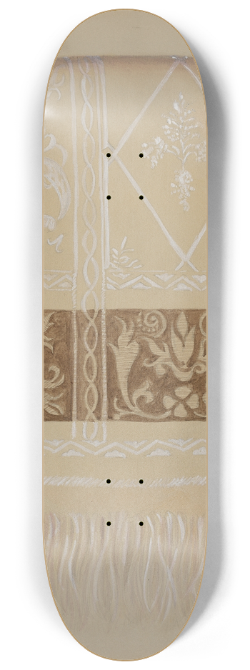 Eva Wilson - Linen Towel  Brown Border 8.25 inch art skate deck