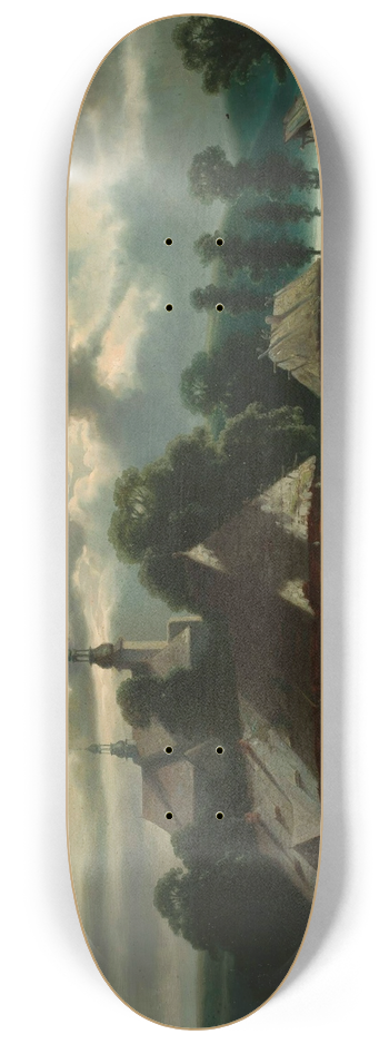 Feliks Brzozowski - Countryside landscape at night 8.25 inch art skate deck