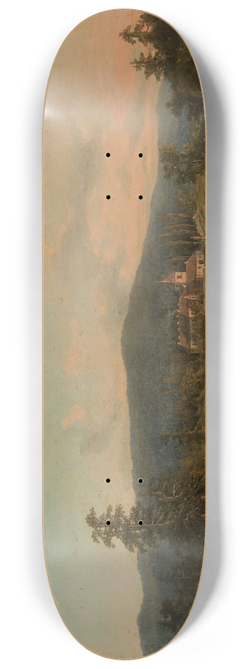 Feliks Brzozowski - Mountain landscape with church and monastery 8.25 inch art skate deck