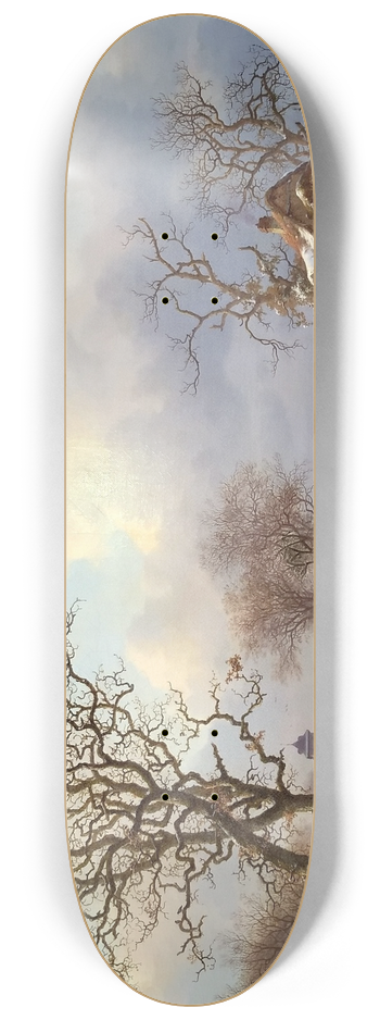 Frederik Marinus Kruseman - Dutch Winter Landscape with Skaters 8.25 inch art skate deck