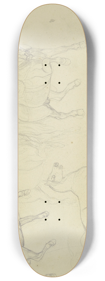 Ferdinand Fellner - Studienblatt; Pferde, teils gesattelt 8.25 inch art skate deck