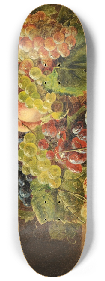 Ferdinand Georg Waldmller - Still Life With Peaches And Grapes 8.25 inch art skate deck