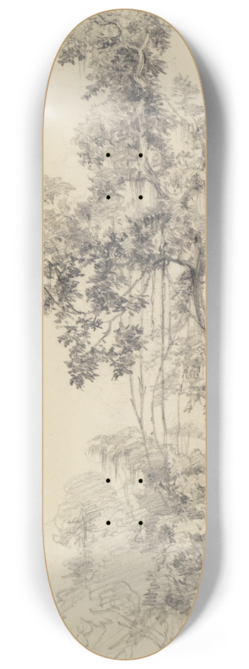 Ferdinand Keller - Baumstudie im Urwald mit skizziertem Lasttier 8.25 inch art skate deck
