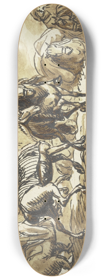 Ferdinand Kobell - Gruppen von Reitern, einige mit Handpferden 8.25 inch art skate deck