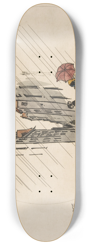 Flix Bracquemond - Decoration for a Plate; Rain 8.25 inch art skate deck