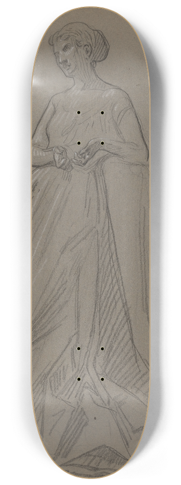 French School - Standing Woman Leaning on Her Elbow 8.25 inch art skate deck